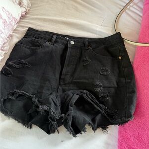 Black Distressed Women Shorts